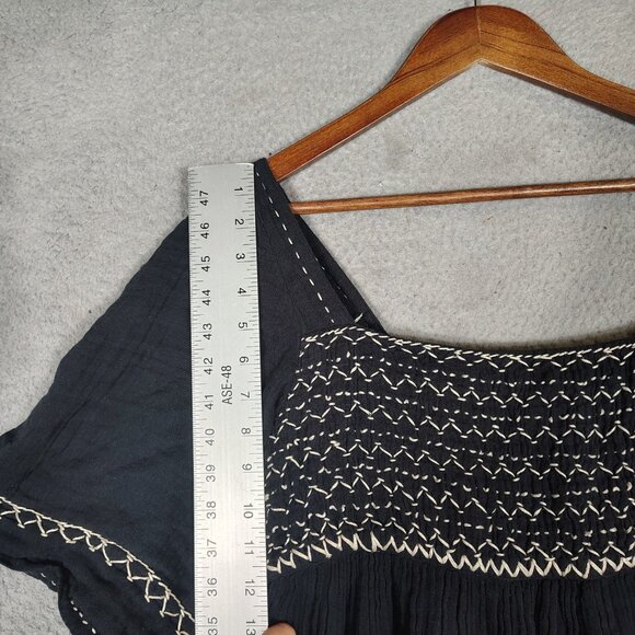 Free People I'm The One Maxi Dress Women's Medium Black Flounce Smocked Boho - Picture 3 of 12